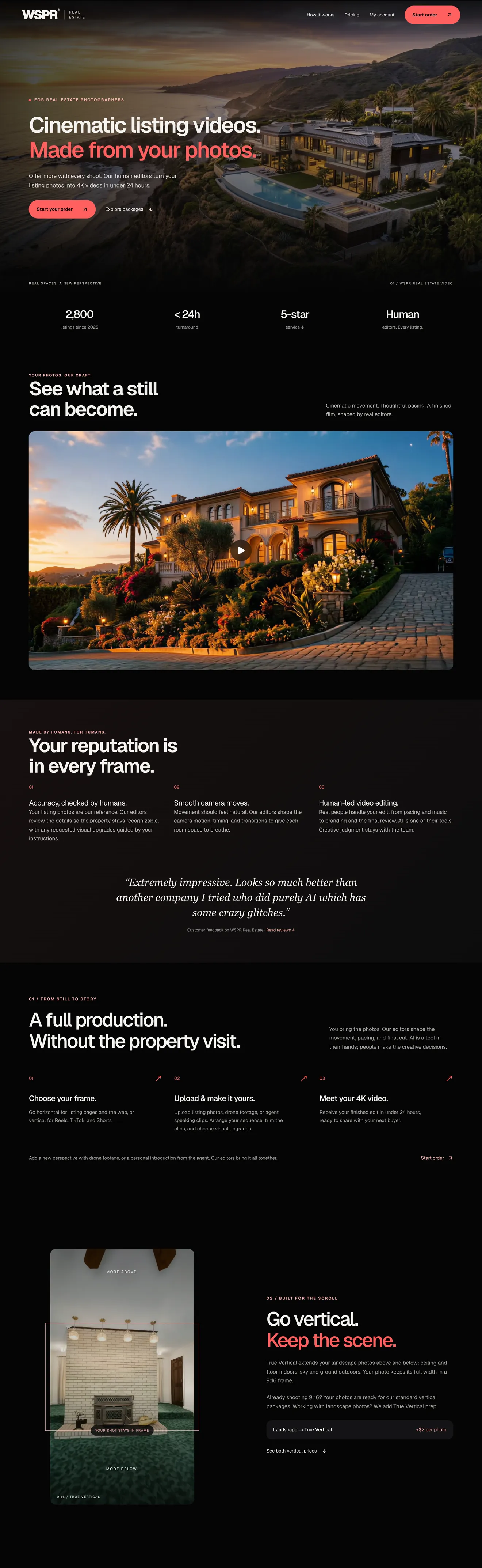The WSPR Real Estate website, scrolling from its header through its first sections.